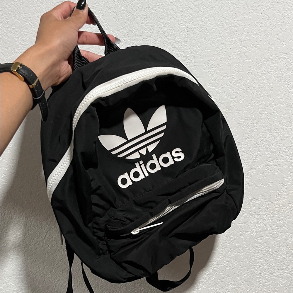 adidas Black Mini Backpack with White Trefoil Logo